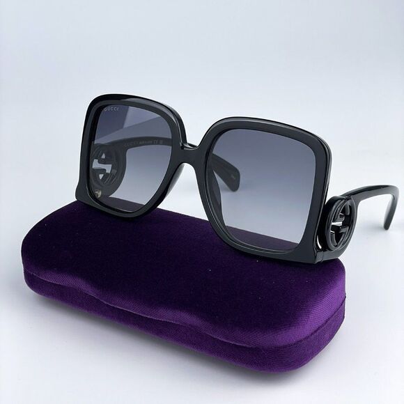 NEW Gucci GG1326S 001 Black Grey Gradient Oversized Square Women Sunglasses - Picture 1 of 12